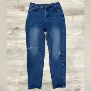 50% Taiwan Brand High Waisted Stretchy Blue Jeans women Small
